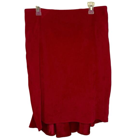Cato Red Faux Suede High Low Skirt - Picture 1 of 5